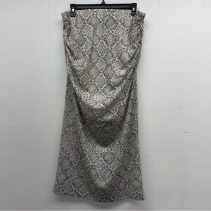 LOFT Versa Petite Snake Print Mesh Ruched Midi Skirt Size PL